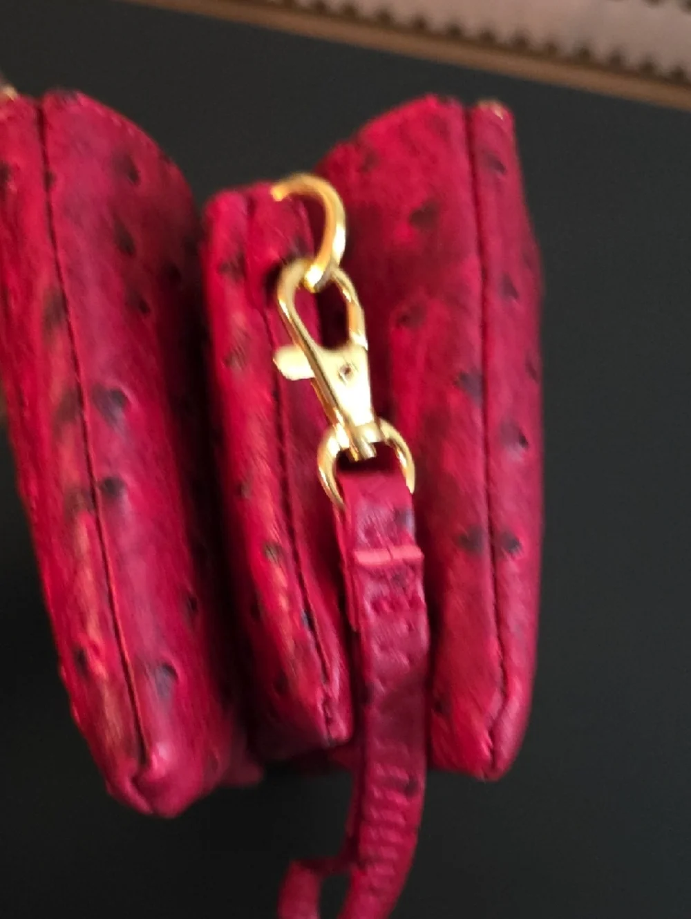 Humble Chic Vegan Leather Faux Ostrich Convertible Crossbody/Wristlet Strap